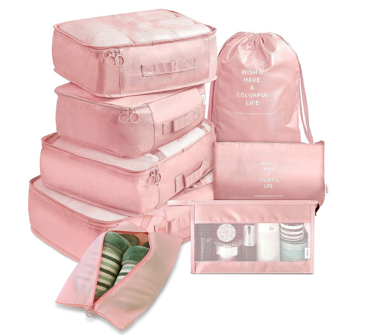 "TravelOrganize™ 8-Piece Packing Cube Set – Pack Smart, Travel Smooth"