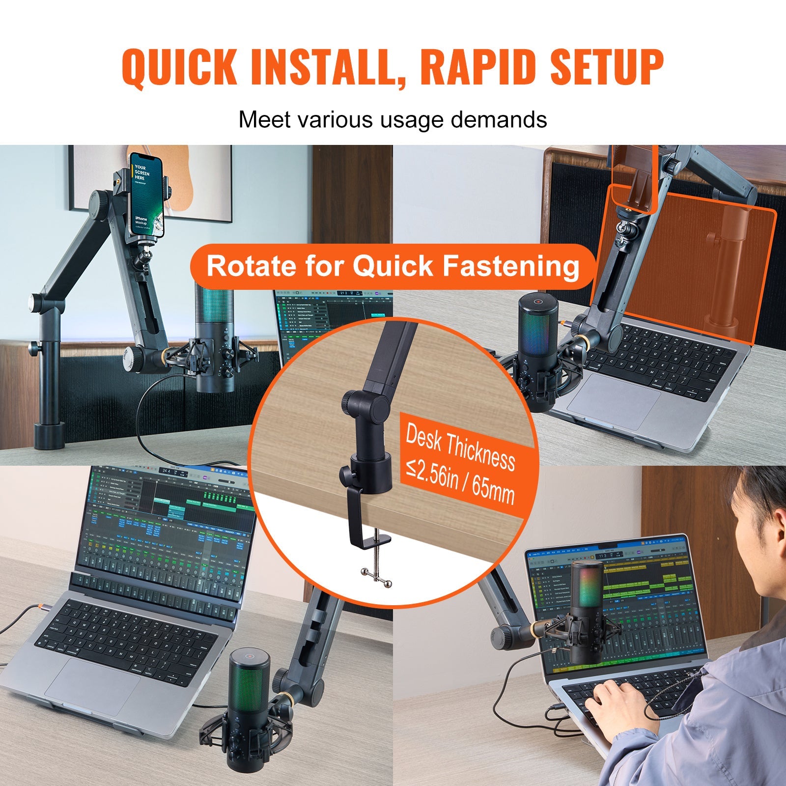 Elurra Essence Microphone Boom Arm with Phone Holder - Elurra Essence