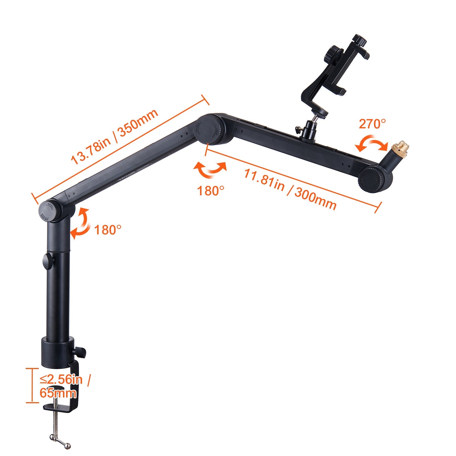 Elurra Essence Microphone Boom Arm with Phone Holder - Elurra Essence