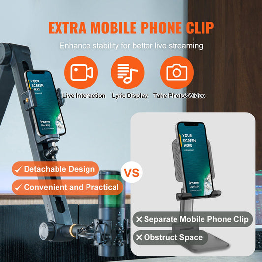 Elurra Essence Microphone Boom Arm with Phone Holder - Elurra Essence