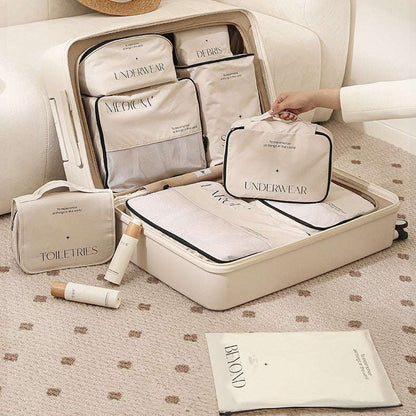 Travel Storage Bag Set for Clothes, Shoes & Toiletries | 8pcs Luggage Organizer - Elurra Essence
