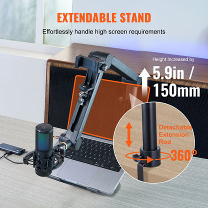 VEVOR Adjustable Microphone Boom Arm with Desk Mount – 360° Rotatable Mic Stand with Adapter, Cable Holder & Headset Hook, Compatible with Blue Yeti, HyperX, Shure SM7B, Audio-Technica - Elurra Essence